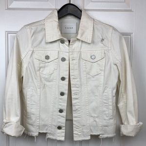 Blank NYC White Jean Jacket Size Small Frayed Hem Details